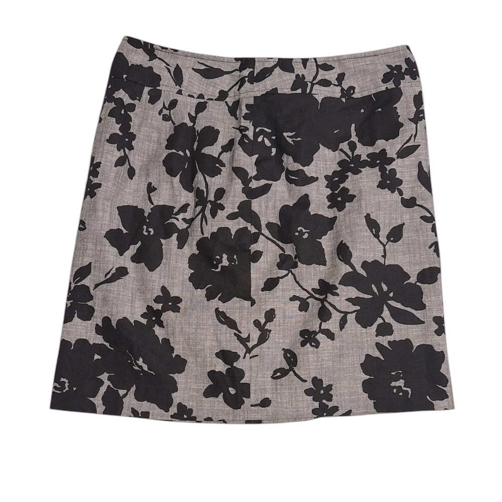 Ann Taylor Floral Gray and Black Pencil Skirt